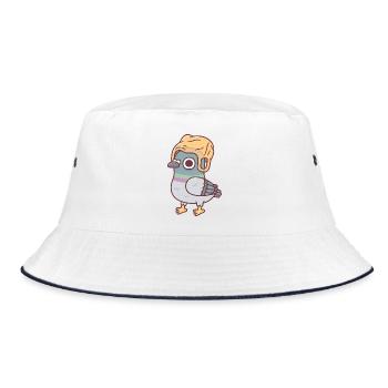 Mème du pigeon drôle avec un chapeau en sac plastique - Bob - blanc/marine - Devant
