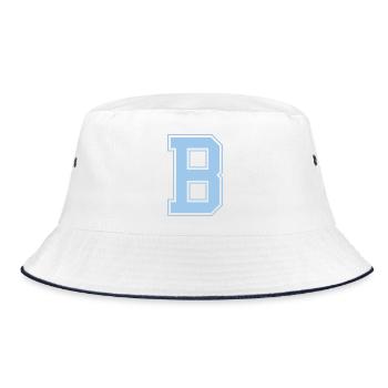 Monogramm Hellblau Varsity College Erster B - Bucket Hat - Weiß/Navy - Vorne