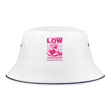 Low Battery Sloth Funny Design - Bucket Hat - Weiß/Navy - Vorne