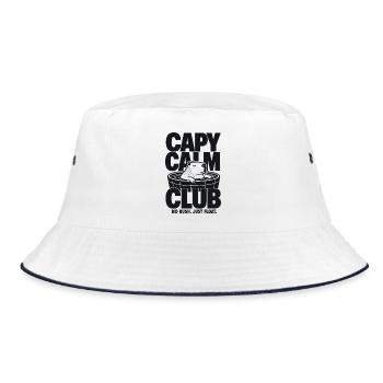 Capy Club Relaxed Capybara Design - Bucket Hat - Weiß/Navy - Vorne