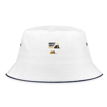 Nachtschicht Energy City Gabelstapler - Bucket Hat - Weiß/Navy - Vorne