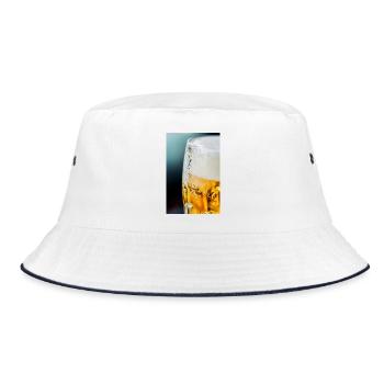 Light Gold Beer Glass Pattern - Bucket Hat - white/navy - Front