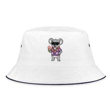 Koala Hawaii Eis - Bucket Hat - Weiß/Navy - Vorne