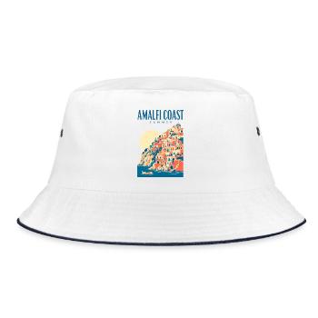 Amalfi Coast Summer Italy Vacation Travel Design - Bucket Hat - white/navy - Front