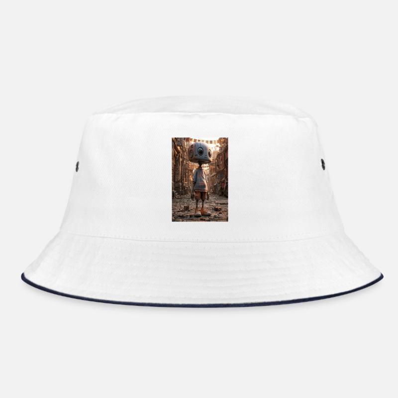Rostiger Roboter im Neon-Basar Bucket Hat