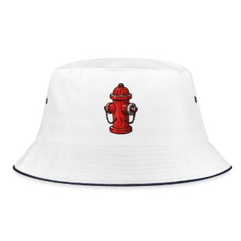 Cartoon Fire Hydrant with Chains - Bucket Hat - white/navy - Front
