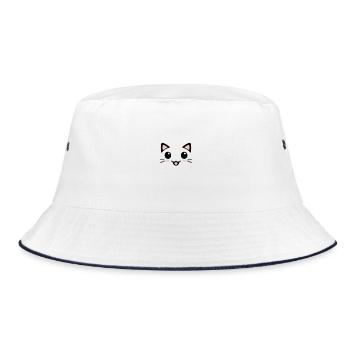 Kawaii Cat Black Pink - Bucket Hat - white/navy - Front
