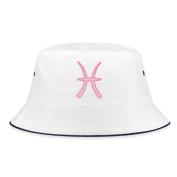 Pisces Zodiac Sign Symbol Pastel Pink - Bucket Hat - white/navy - Front