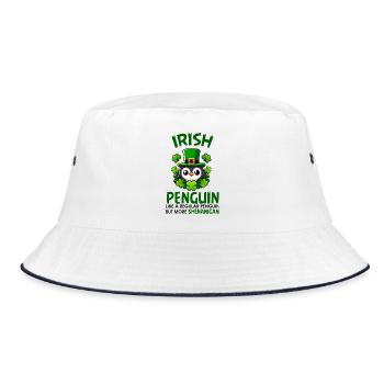 Irischer Pinguin-Shenanigan - Bucket Hat - Weiß/Navy - Vorne