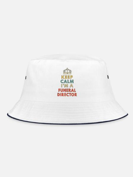 Keep Calm Ich bin Bestatter Lustiger Bestatter - Bucket Hat - Weiß/Navy - Vorne