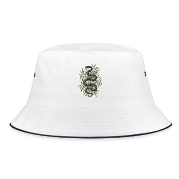 Schlange im Blattwerk – Vintage Natur - Bucket Hat - Weiß/Navy - Vorne