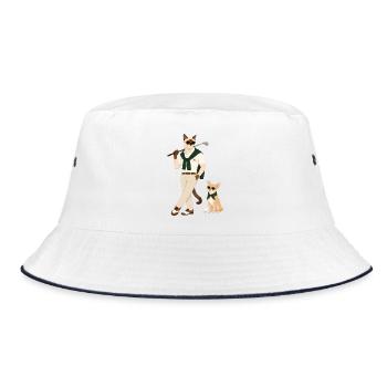 Golf cat in polo outfit - Bucket Hat - white/navy - Front