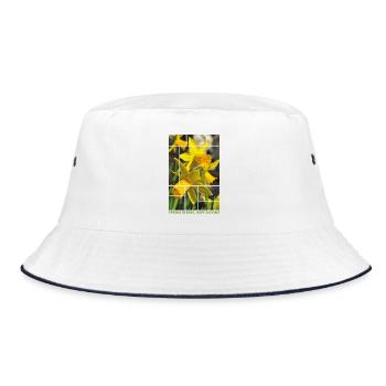 Spring Begins, Hope Blooms – Daffodil Spring Desig - Bucket Hat - white/navy - Front