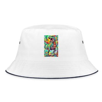 dinosaur - Bucket Hat - white/navy - Front