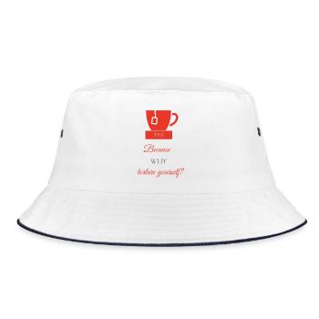 TEA-RIFFIC (Red + Grey) - Bucket Hat - white/navy - Front