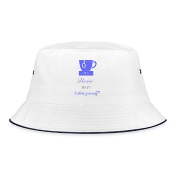 TEA-RIFFIC (Violet + Grey) - Bucket Hat - white/navy - Front
