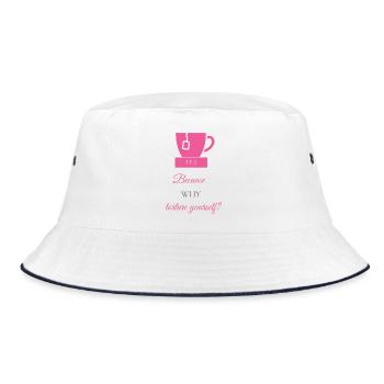TEA-RIFFIC (Pink + Grey) - Bucket Hat - white/navy - Front