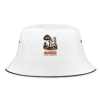 Zen Cat Defies Monday - Bucket Hat - white/navy - Front