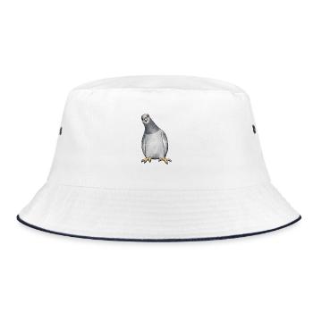 Aquarell Taube auf Schwarz - Bucket Hat - Weiß/Navy - Vorne