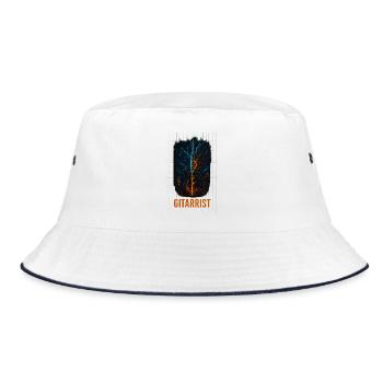 Gitarist Blitz Neon Grafik - Bucket Hat - Weiß/Navy - Vorne