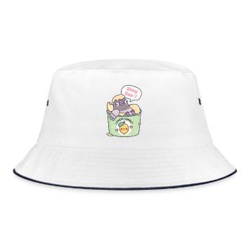 Lustige Taube entspannt sich in Zitronensorbet-Eiscreme - Bucket Hat - Weiß/Navy - Vorne