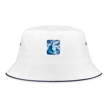Frost Peak – Retro-Illustration - Bucket Hat - Weiß/Navy - Vorne