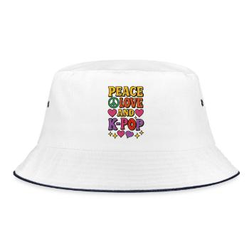 T-shirt rétro Peace Love K-Pop - Bob - blanc/marine - Devant