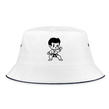 Kinder Karate - Bucket Hat - Weiß/Navy - Vorne