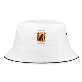 Bear- Powerful_Fearless_Unstoppable - Bucket Hat - Weiß/Navy - Vorne