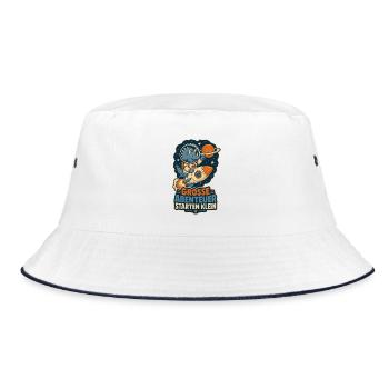 Dino Astronaut – Große Abenteuer starten klein - Bucket Hat - Weiß/Navy - Vorne