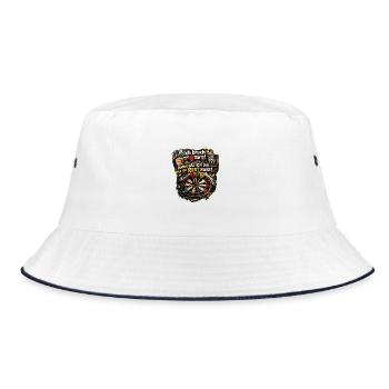 Nur 9 Darts Rest Bleibt - Bucket Hat - Weiß/Navy - Vorne