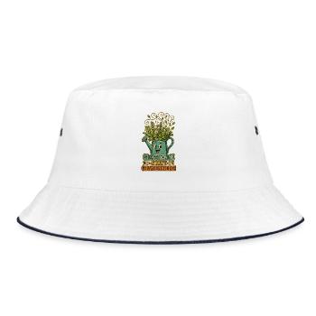 Gießkanne statt Gedankenkreisen - Bucket Hat - Weiß/Navy - Vorne