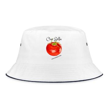 Tomato Watercolor Burst - Bucket Hat - white/navy - Front