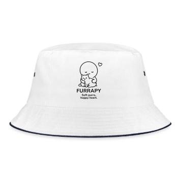 Furrapy – Soft Purrs | Happy Heart Cat Lover - Bucket Hat - white/navy - Front