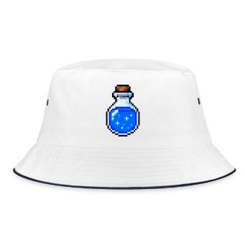 Retro Pixel Potion Gaming T-Shirt - Bucket Hat - white/navy - Front