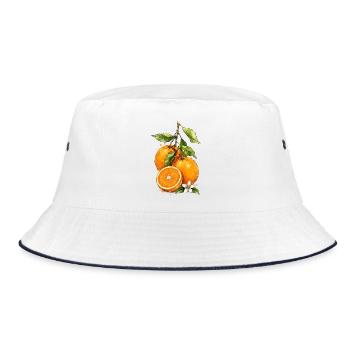 Watercolor Orange Blossom - Bucket Hat - white/navy - Front