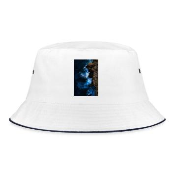 Coastal surf in the evening light - Bucket Hat - white/navy - Front