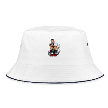 Arbeitszeit Betrug Satire - Bucket Hat - Weiß/Navy - Vorne