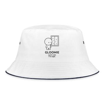Gloomie – Let It Rain | Cozy Rainy Day Mood - Bucket Hat - white/navy - Front
