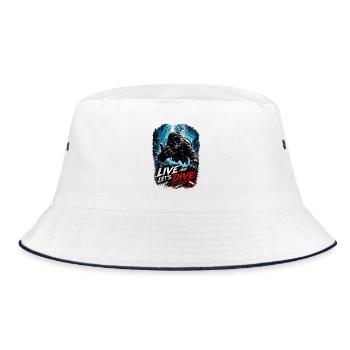 Live and Let's Dive – Scuba Diver Shaka | Diving - Bucket Hat - white/navy - Front