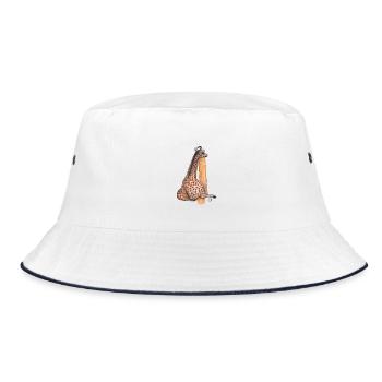 Giraffe Friend on Tree Trunk Watercolor Painting - Bucket Hat - white/navy - Front