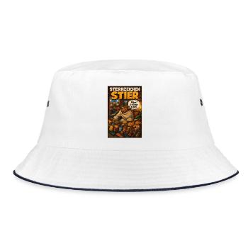 Sternzeichen Stier  Pläne? Ich liege längst schon. - Bucket Hat - Weiß/Navy - Vorne