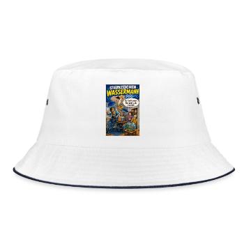 Sternzeichen Wassermann - Anders ist volle Absicht - Bucket Hat - Weiß/Navy - Vorne