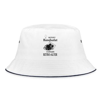 Bandsalat Retrokassette Kassette Retro - Bucket Hat - Weiß/Navy - Vorne
