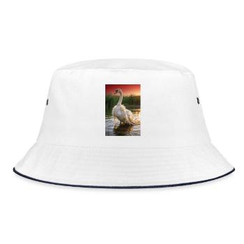 Pearl Swan in Sunset - Bucket Hat - white/navy - Front