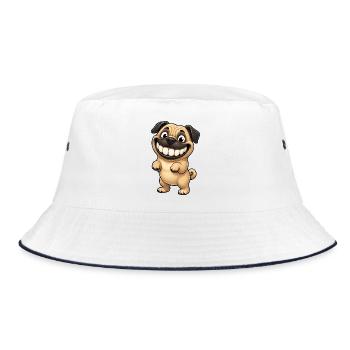 Funny Pug Comic Shows Teeth - Bucket Hat - white/navy - Front
