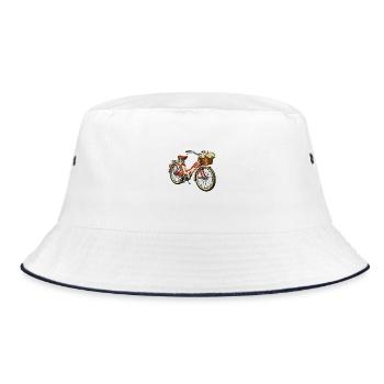 Vélo vintage avec panier de fleurs - Bob - blanc/marine - Devant
