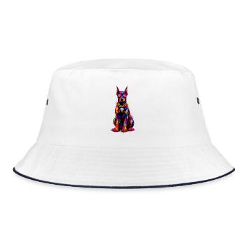 Colorful Neon Dog with Diamond - Bucket Hat - white/navy - Front