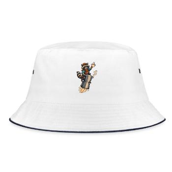 Coffee Rocket Raccoon - Bucket Hat - white/navy - Front