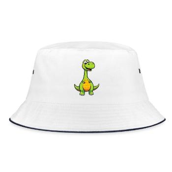 Dinosaure joyeux avec un ventre orange - Bob - blanc/marine - Devant